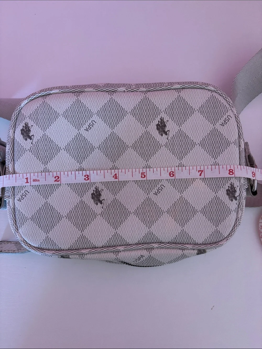 U.S. Polo Assn. Cream and Gray Check Crossbody Bag